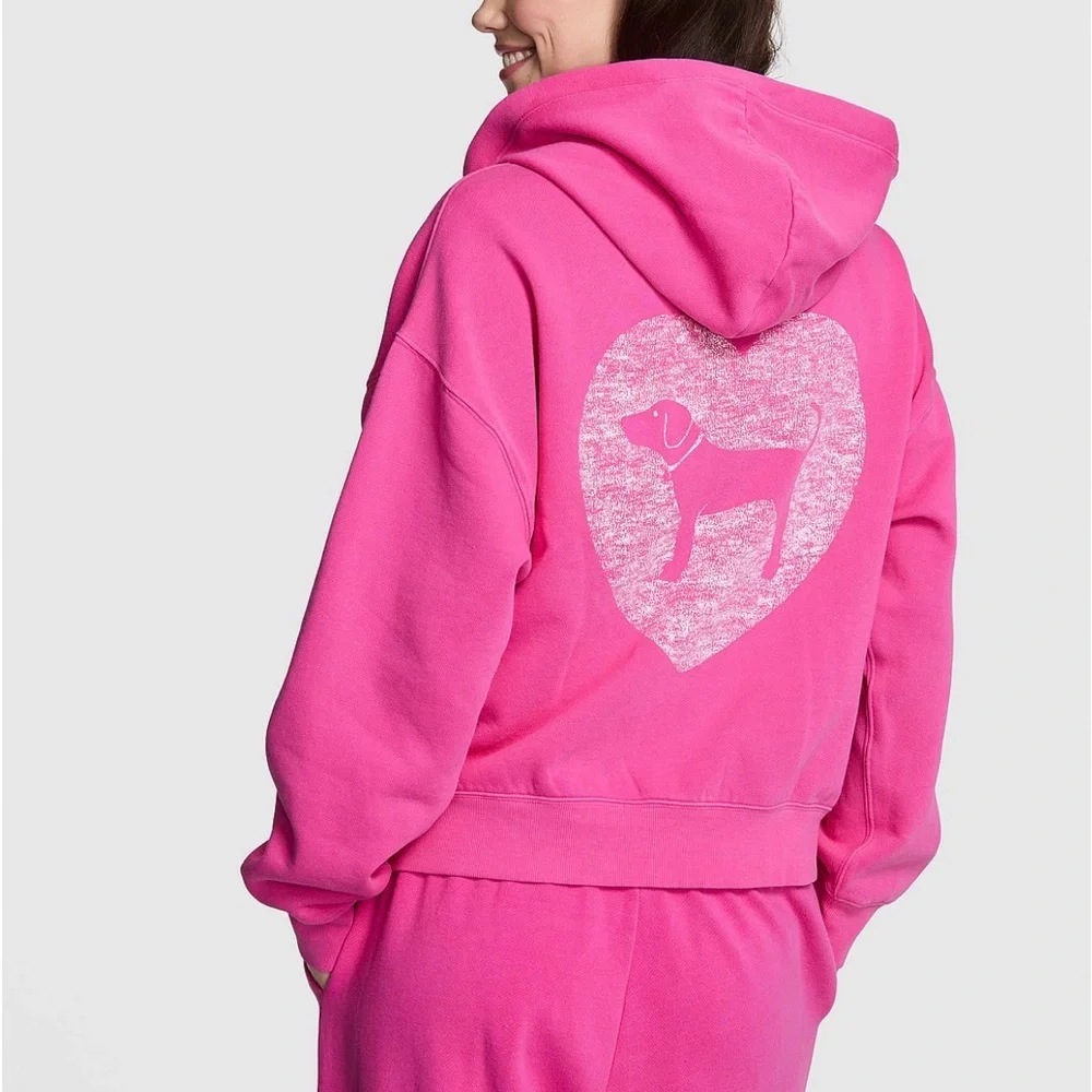 VS PINK IVY FLEECE CAMPUS FULL-ZIP HOODIE - Picture 2 of 5